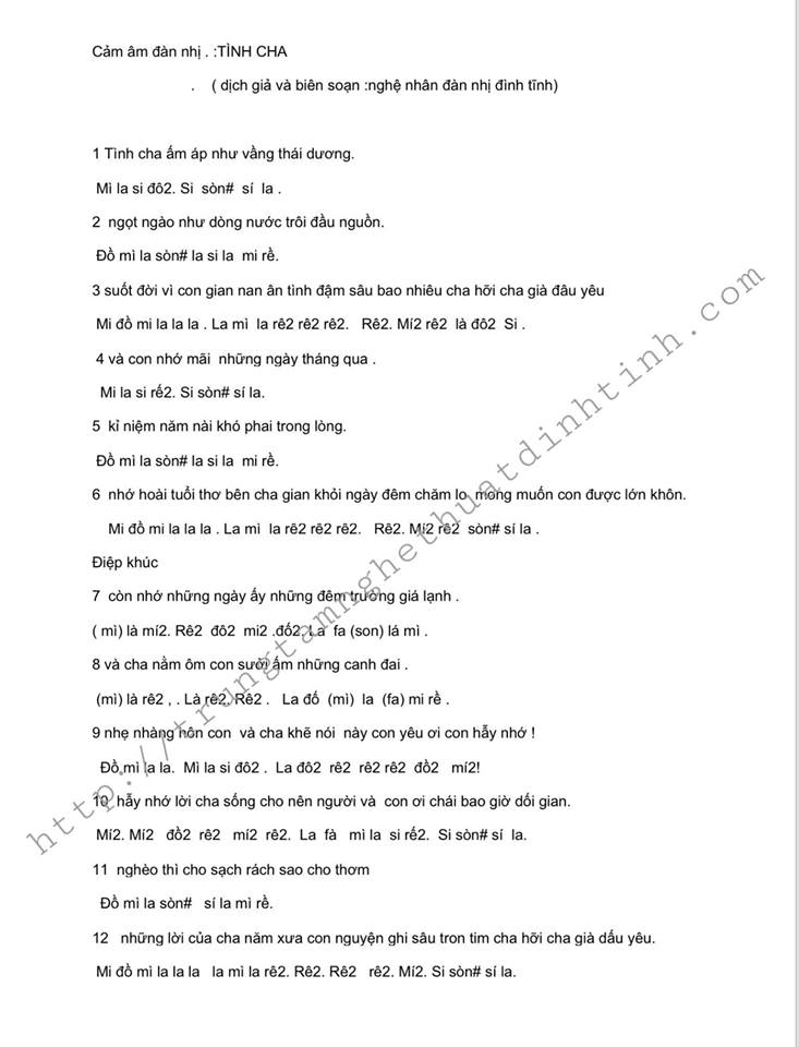 cảm âm đàn nhị bài tình cha